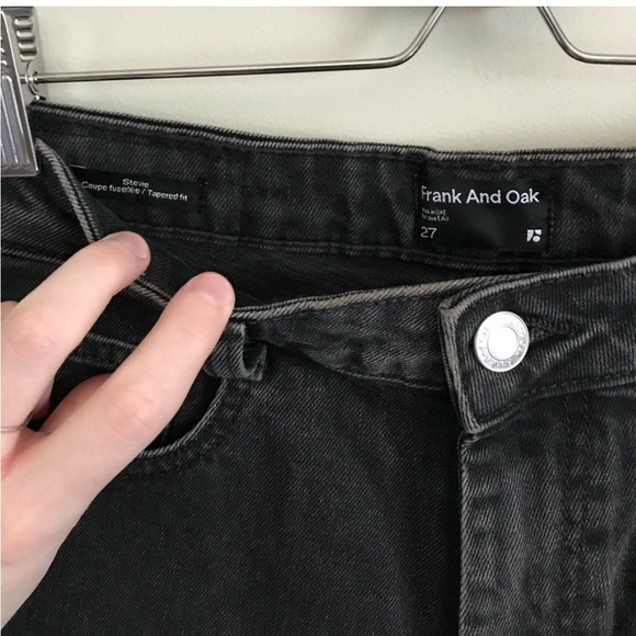 NWT Frank & Oak / The Stevie High Waisted Tapered Jean in Washed Black - Picture 8 of 13